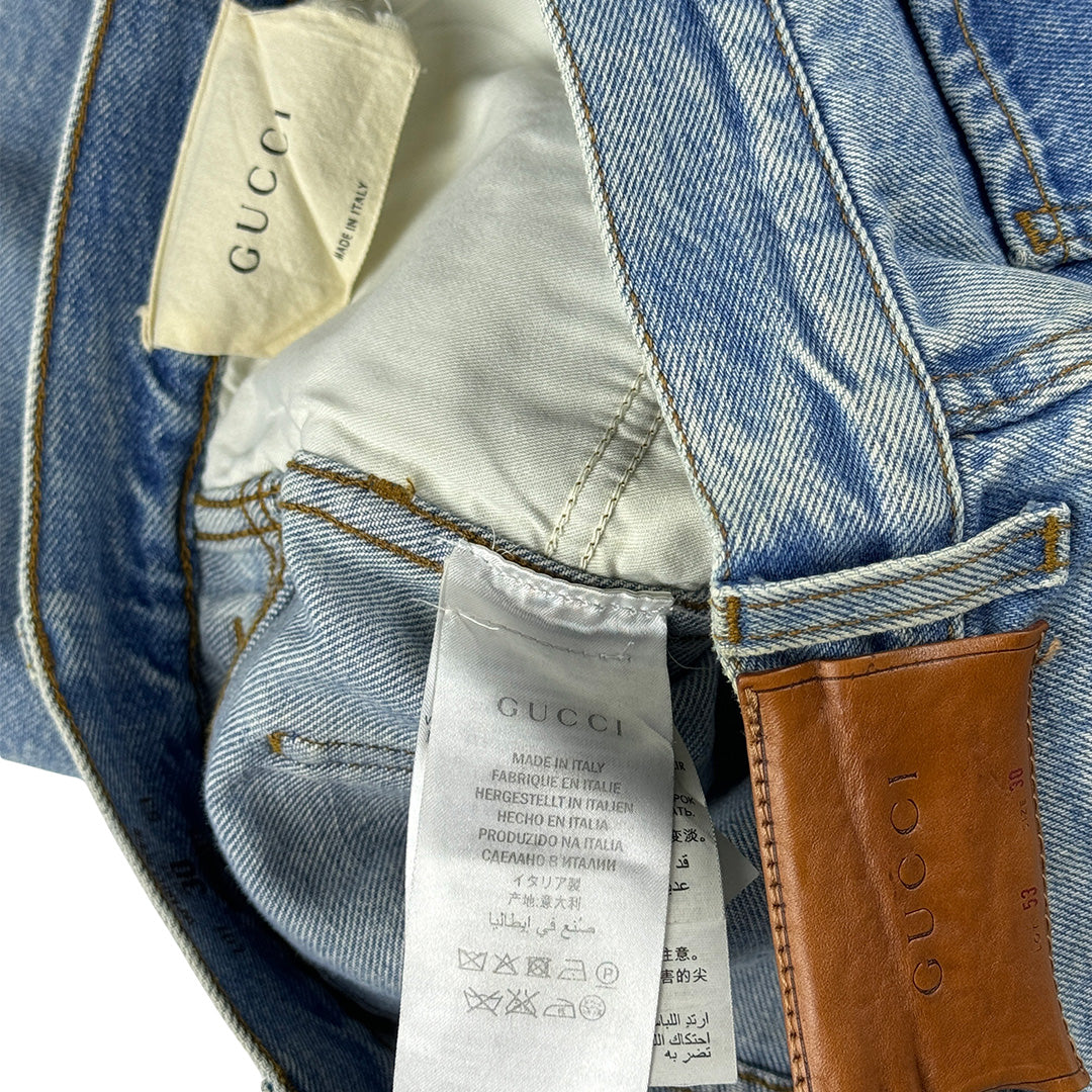 "Loved" Embroidered Denim