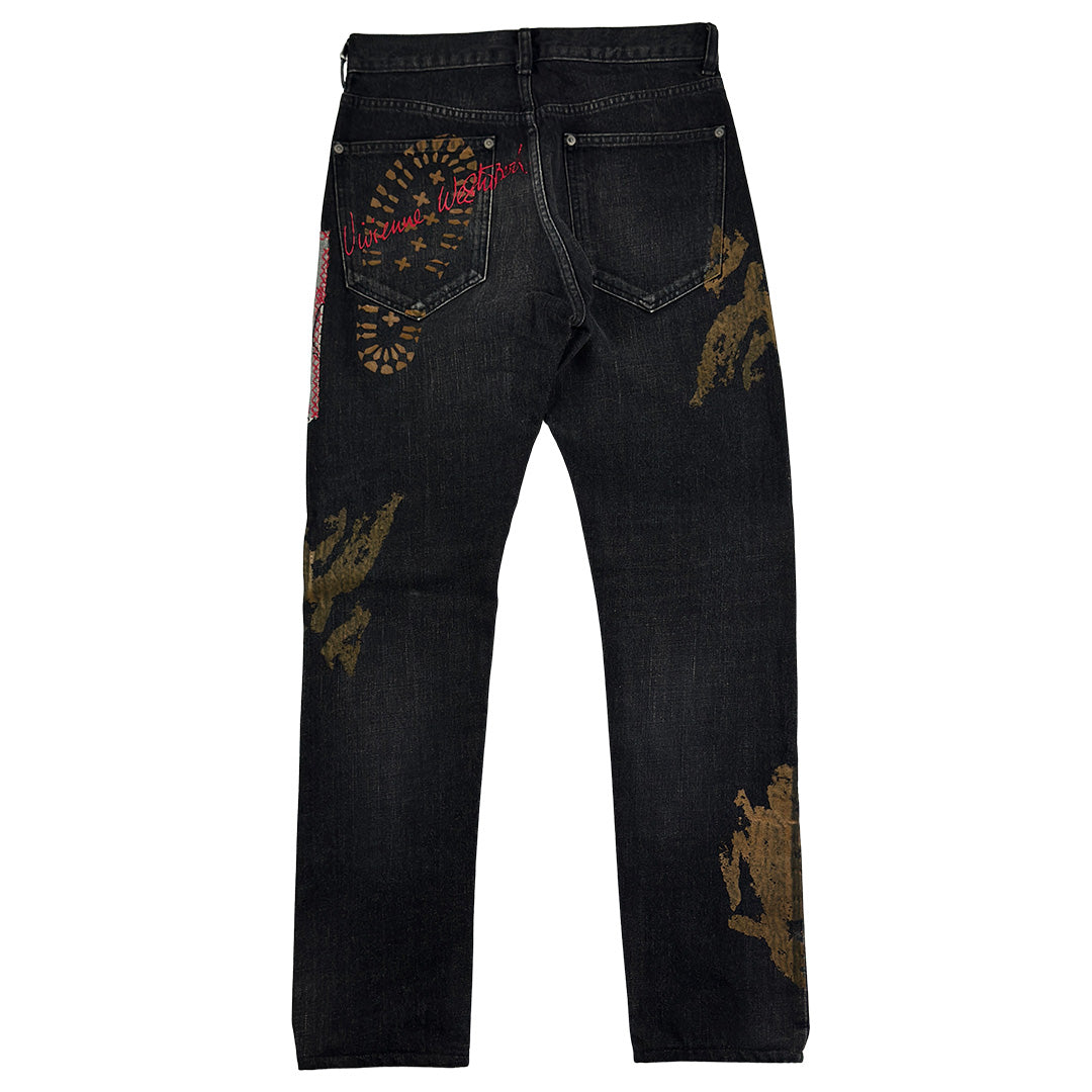 "Cool Earth" Boot Print Denim