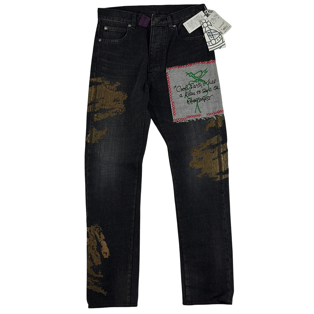"Cool Earth" Boot Print Denim