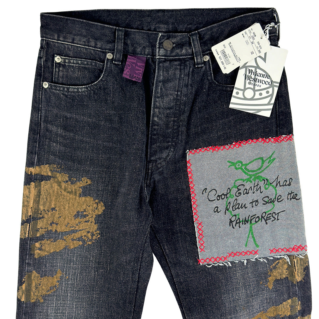 "Cool Earth" Boot Print Denim