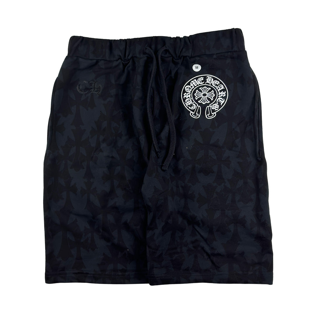 Black Allover Cemetery Shorts